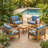Barva 27.9" W x 28.7" D x 24" H Acacia Wood Club Armchairs with Blue Cushions (Set of 4)