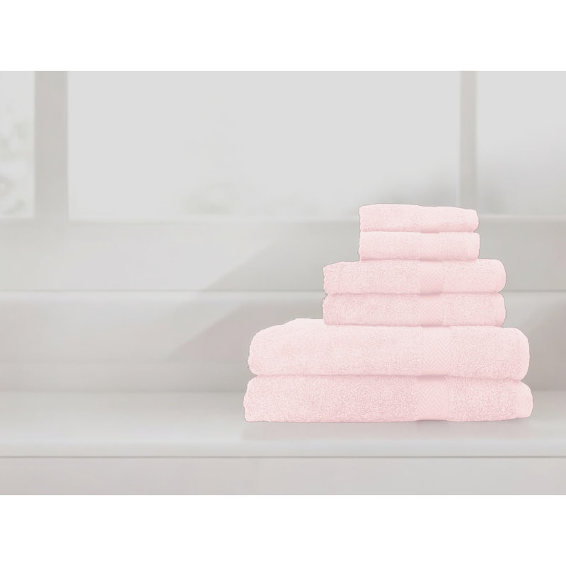 Summit 6pc Bath Towel Set, 100% Cotton, Pink