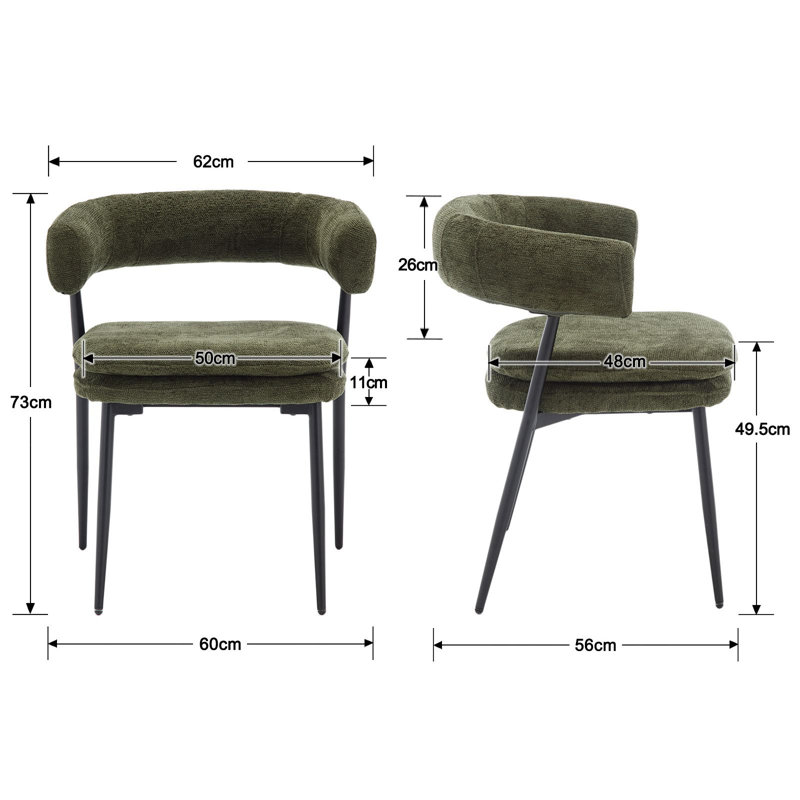  Taysia Modern Upholstered Chenille Dining Chairs Accent Chair with Metal Legs, Green