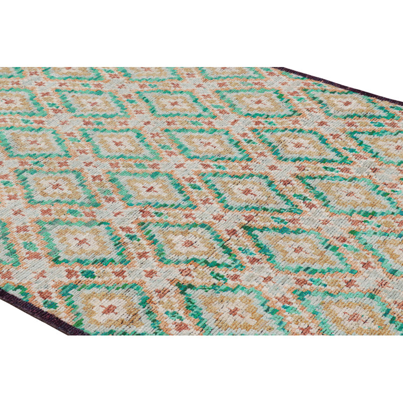 Rug & Kilim’S Moroccan Style Rug In Beige With Blue Geometric Diamond Patterns