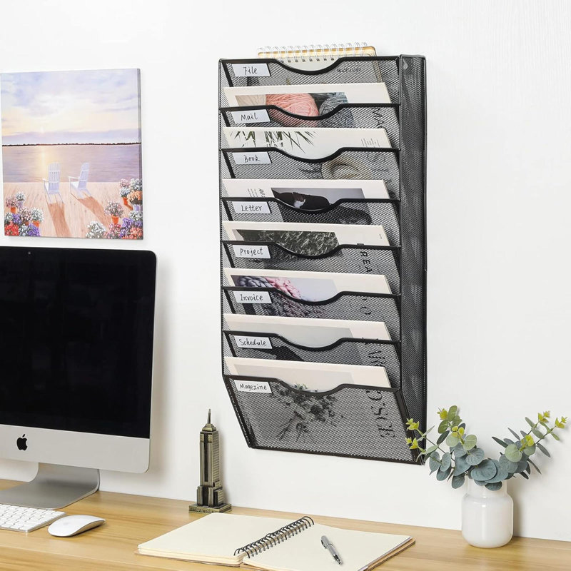Metal Wall Organizer with Mail Storage