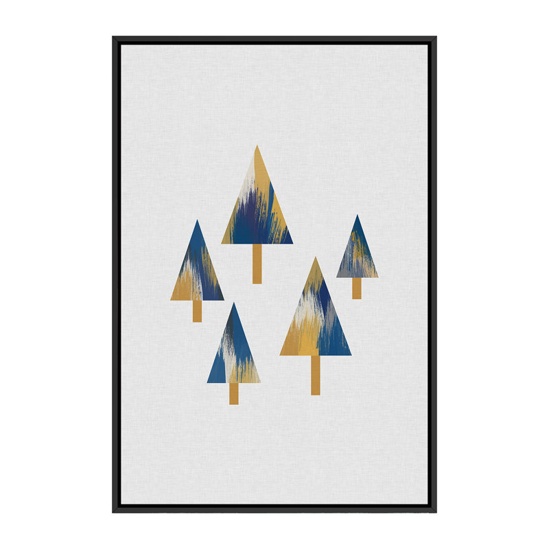 «Trees» par Orara - impression d'art graphique, Pas de tapis, H 60 po x l 40po x P 1,5 po, Toile avec cadre noir