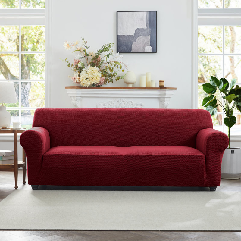 LUXURY NEW SPANDEX FURNITURE SOFA PROTECTOR 4 SEATER, Burgundy