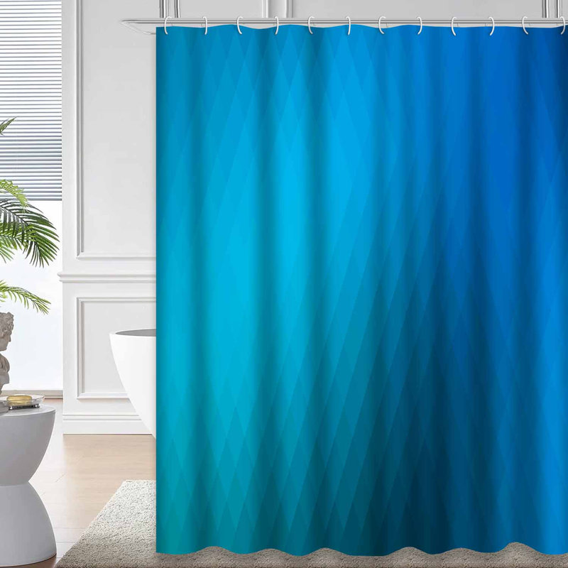 Rideau de douche à carreaux bleu clair avec 12 crochets, L 72 po x l 84 po