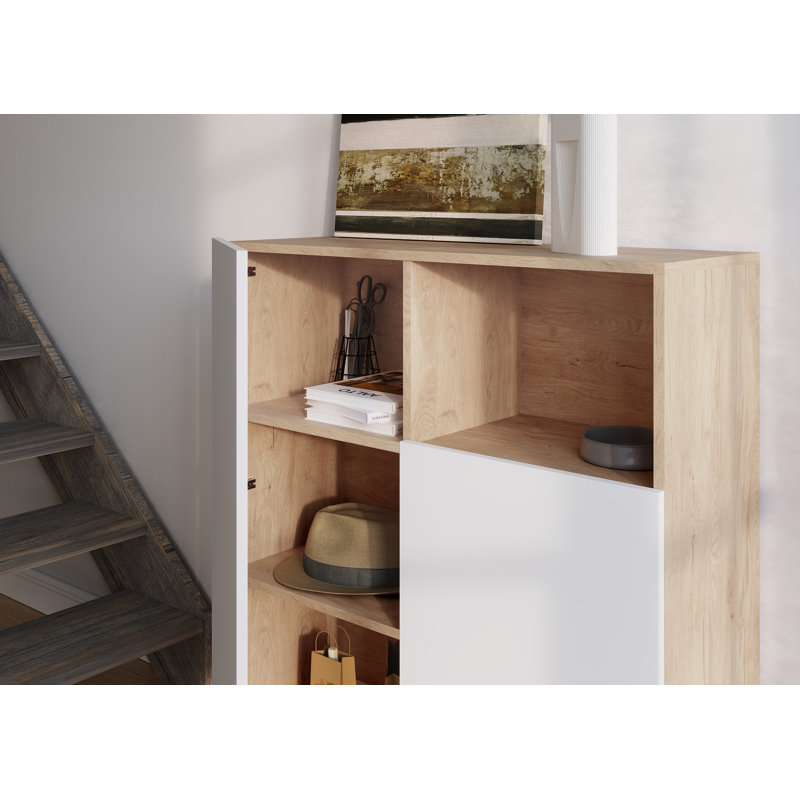 Eliscar Standard Accent Chest, Light Oak/White/Black