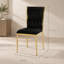 Ensemble de 2 chaises de salle à manger modernes en velours noir avec pattes en métal plaqué or pour salle à manger, cuisine ou chambre.