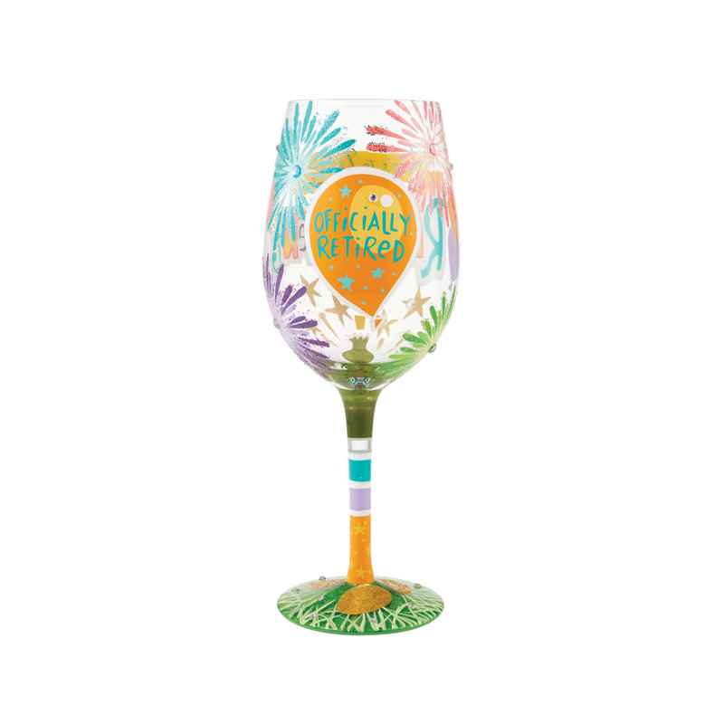Verre à vin peint à la main 9 po Lolita Here To Your Retirement