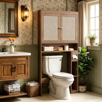 Chahat Over The Toilet Storage Cabinet, Over Toilet Bathroom Organizer Space with Double Doors