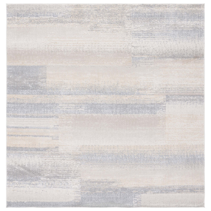 Isebelle Washable Performance Machine Washable Abstract Rug, Square 6'7"