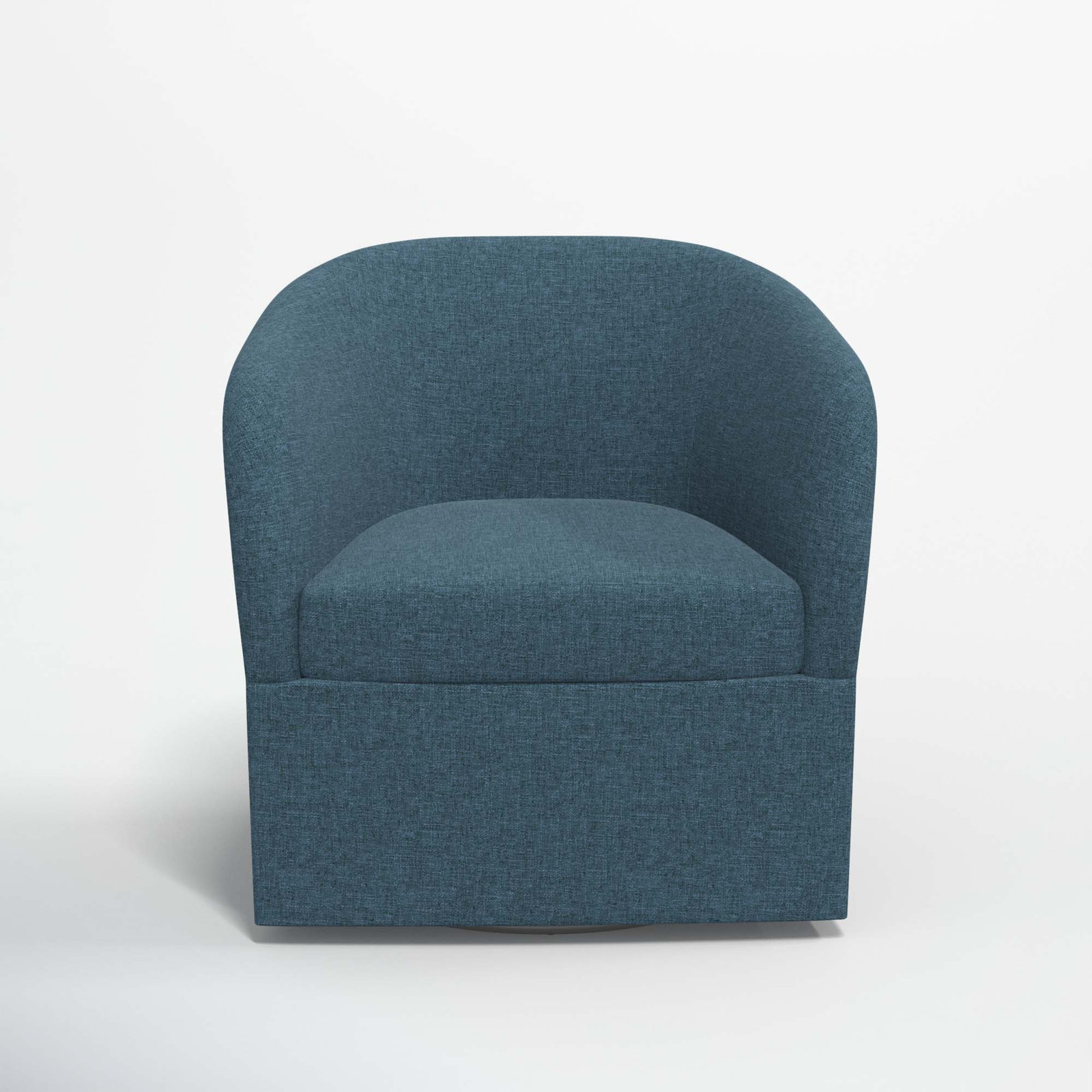 Lesia Upholstered Swivel Barrel Chair, Zuma Navy Textured Linen