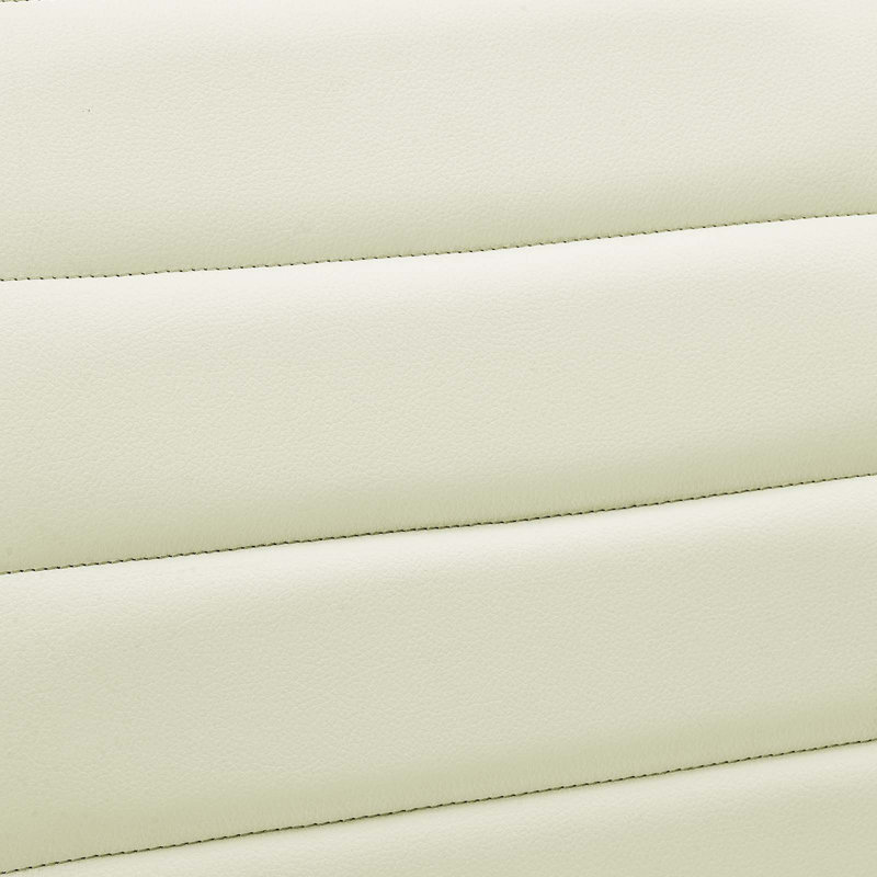 Cream Channel Tufted Armless Swivel Office Chair with Metal Base