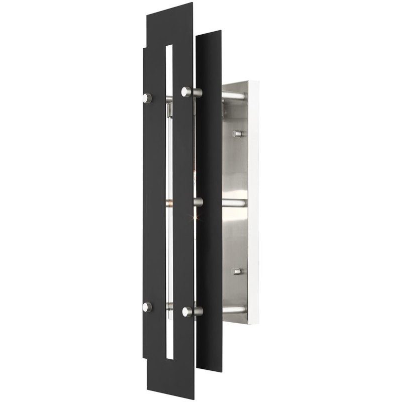 Plafonnier encastré d'extérieur Baynbridge, H 22 po x l 8 po x P 8 po, Noir / Nickel brossé
