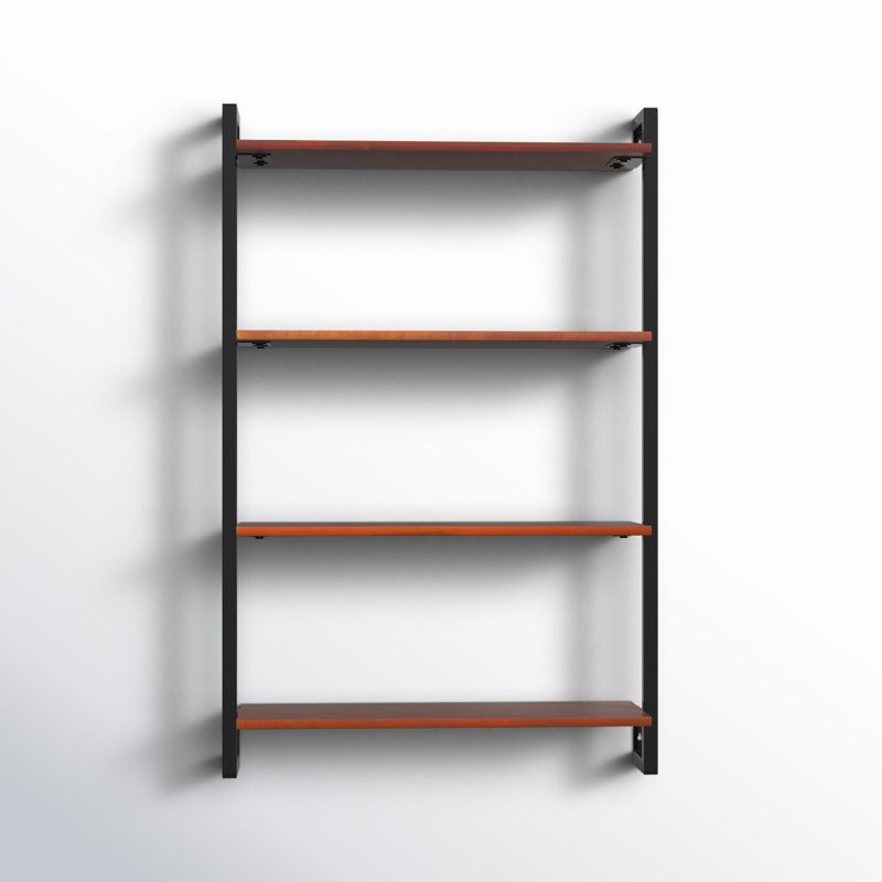 Phantom Solid Wood and Metal Floating Shelf, Walnut