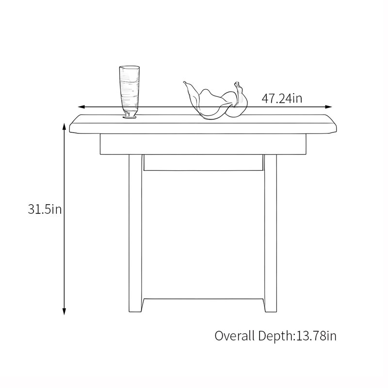Console en bois de style italien, H 31,5 po x l 47,24 po x P 13,78 po