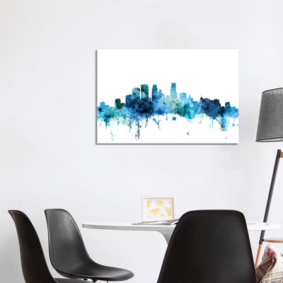 Minneapolis, Minnesota Skyline by Michael Tompsett - 1 Piece Wrapped Canvas Wall Art