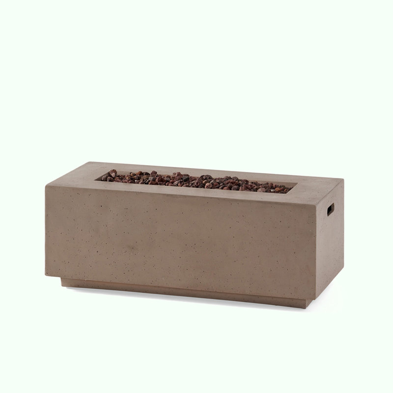Outdoor Rectangular Iron Propane Fire Pit, 14.9" H x 40.2" W x 18.9" D, Light Gray