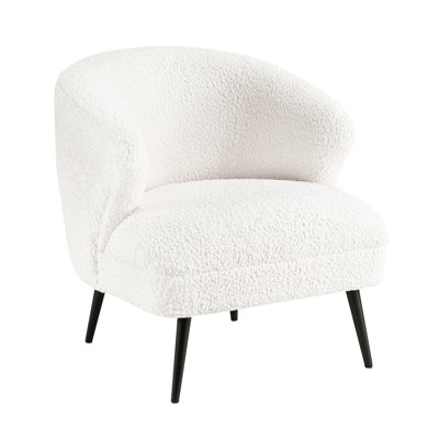 Fauteuil d'appoint 1 pièce Modern Luxury Beige Boucle, rembourrage en mousse haute densité, base en contreplaqué, pieds en métal noir, mousse à limite de 300 lb, structure, capacité, coussin de dossier attaché, assemblage simple