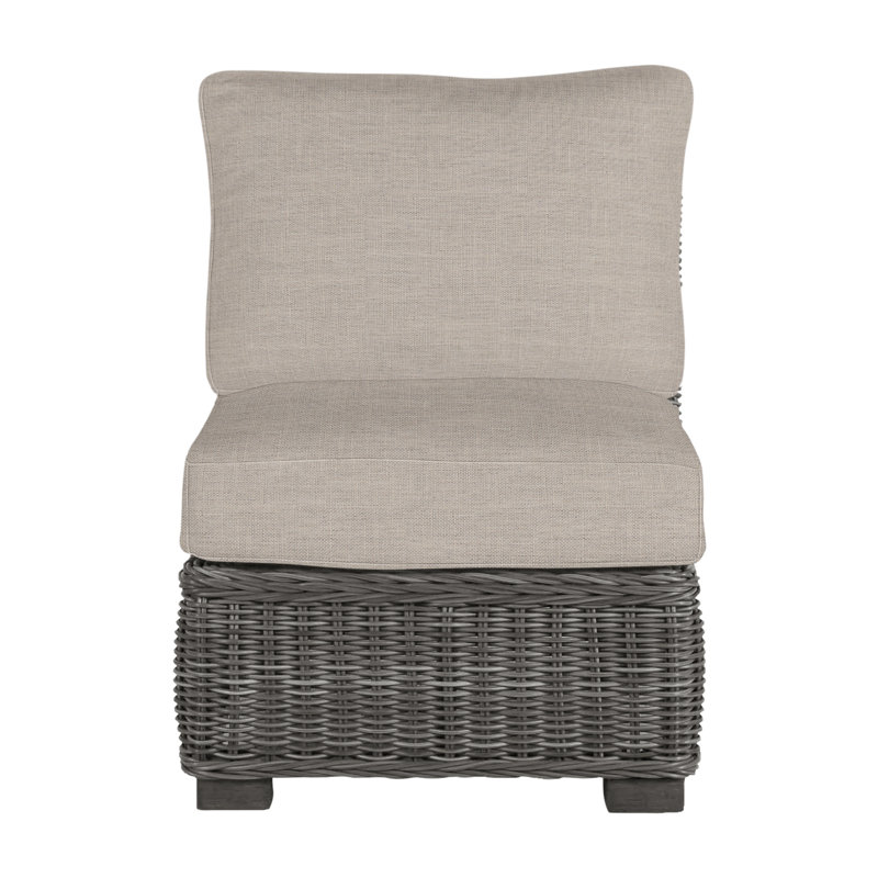 Rustic Woven Sectional Slipper Chair, Slate Gray, Dove Sunbrella® Linen, Welt