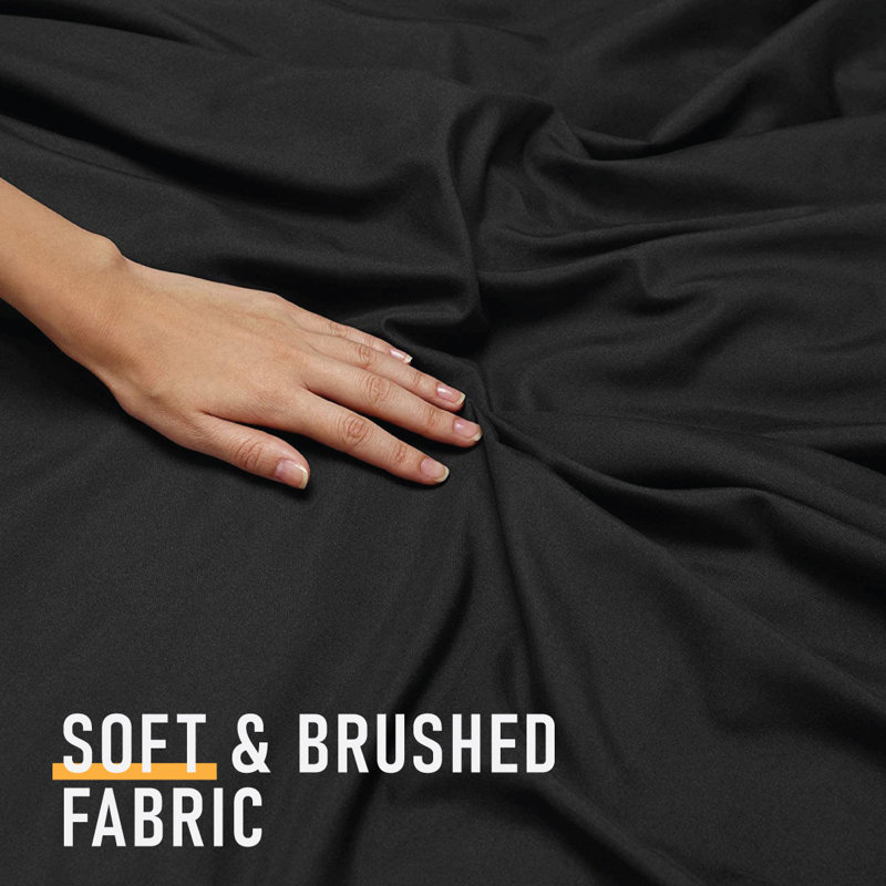 Cathyjo Super Soft Microfibre Reversible 200 TC Plain Duvet Cover Set with Cases, Black