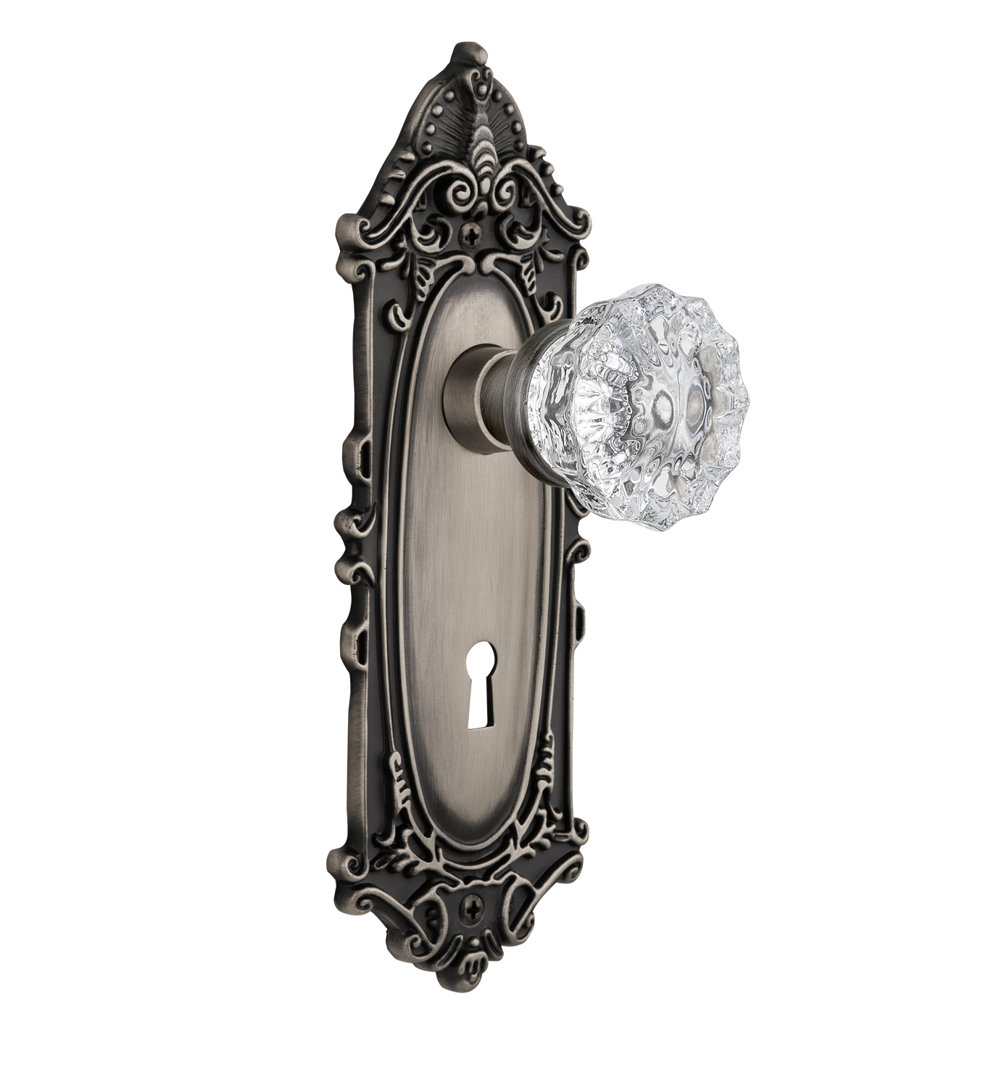 Victorian Plate with Decorative Keyhole and Crystal Door Knob Nostalgic Warehouse 