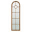 Miroir demi-rond allongé 24 po x 79 po avec fenêtre décorative en bois de sapin massif de style classique