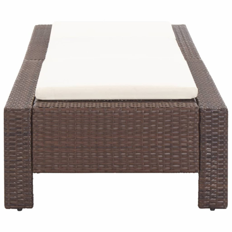 Chaise longue simple inclinable avec coussins 88 po Averelle, Blanc, Brun