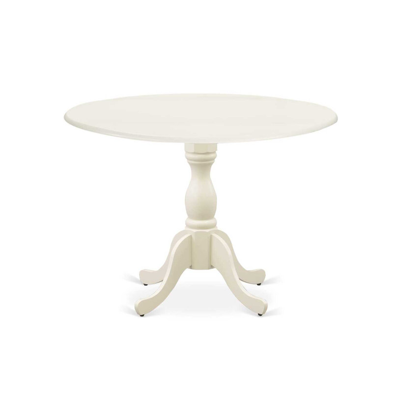 3 Piece Kitchen Table & Chairs Set Contains a Round Dining Table with Dropleaf and 2 Linen Fabric Dining Room Chairs, 42x42 Inch, Linen White