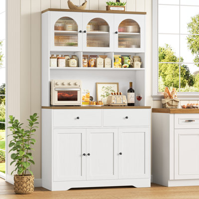 Kenilworth 70.9"H Stand Alone Kitchen Pantry: High-Quality Wood with Microwave Shelf & Drawers