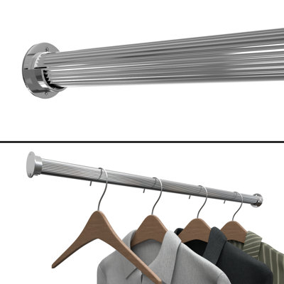 Chrome Round Ridged 30" Hanging Closet Rod