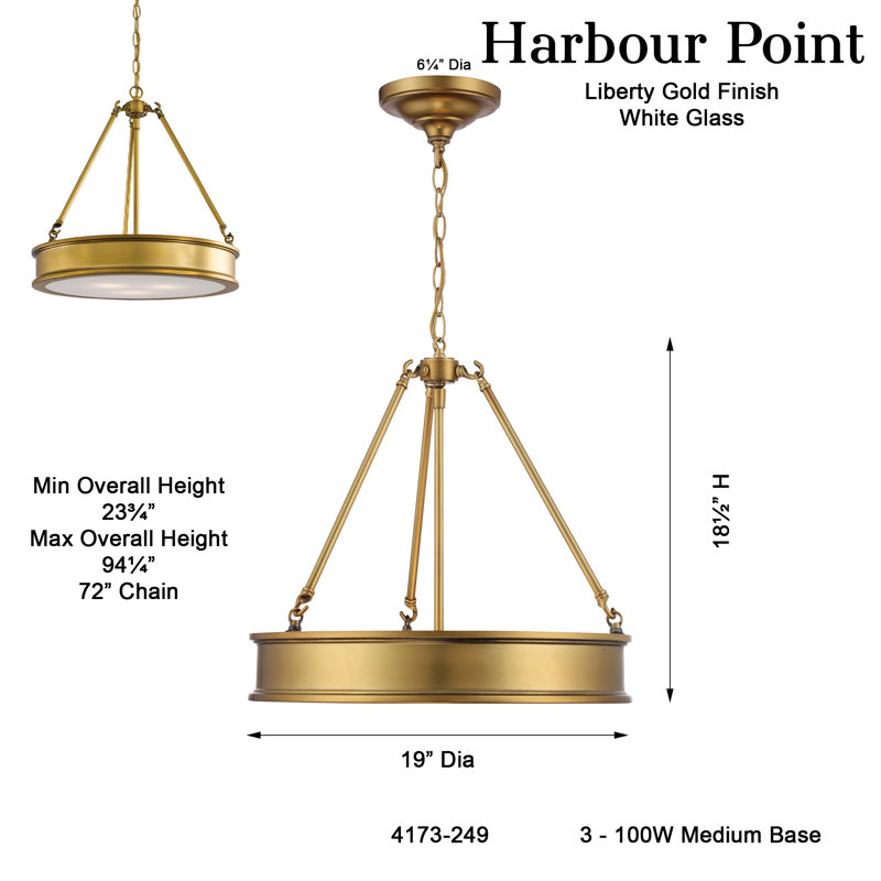 Everlee 3-Light Chandelier, Liberty Gold
