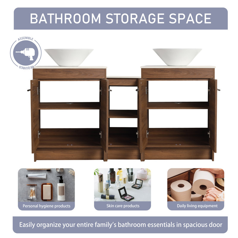 Meuble-lavabo double 58,93 po avec comptoir