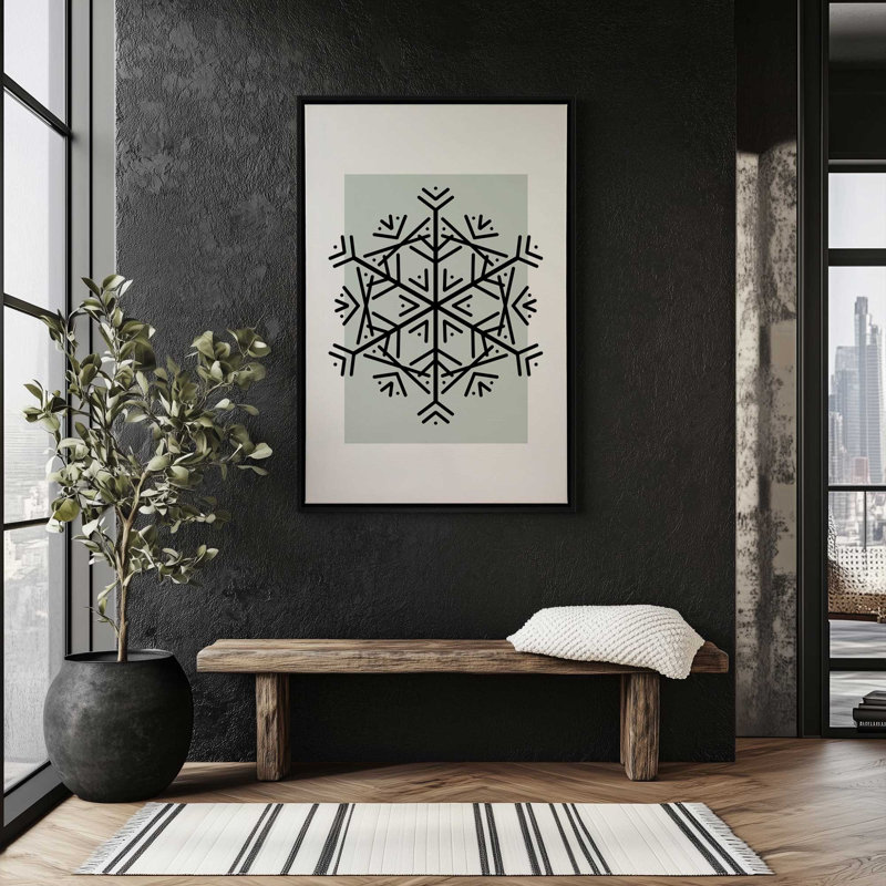 Charme de flocon de neige nordique, H 12,75 po x l 8,75 po, Impression encadrée sans passe-partout, Blanc opaque