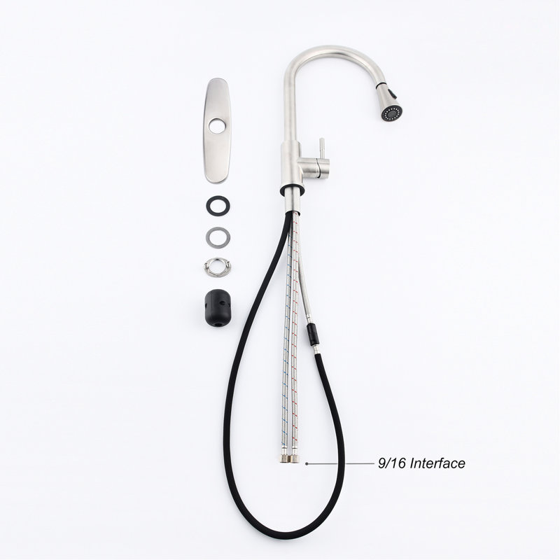 Kitchen Faucet With Pull Out - Single Lever For Precise Water Temperature And Flow Control, 360 Rotating High Arc Nozzle, Brushed Nickel Stainless Steel, Rust Surface, Smooth Calm Convenient