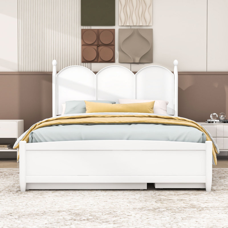 Grand lit escamotable avec garde-robe, tablettes et lumières DEL Gerrie, Blanc