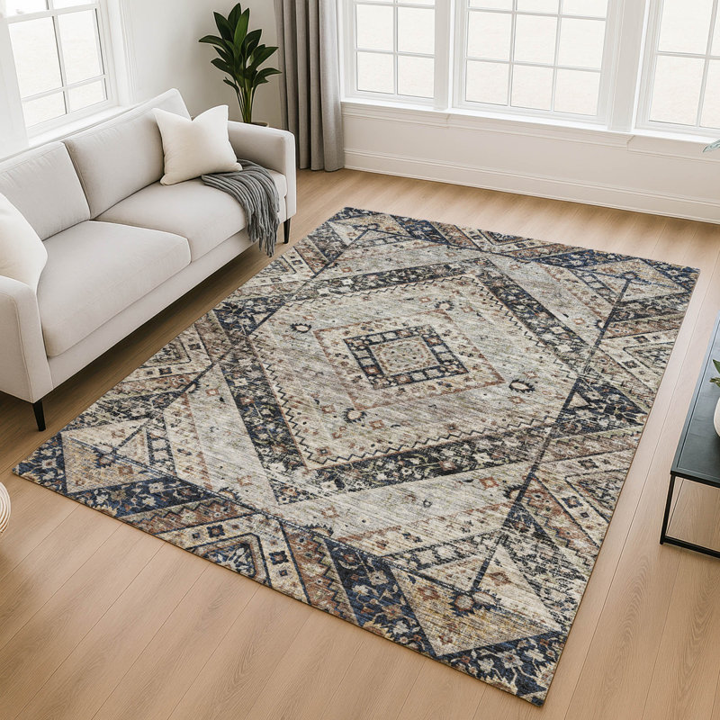 Premium Machine Washable Mayfield AMF2195 geometric Rug, 9' x 12', Black