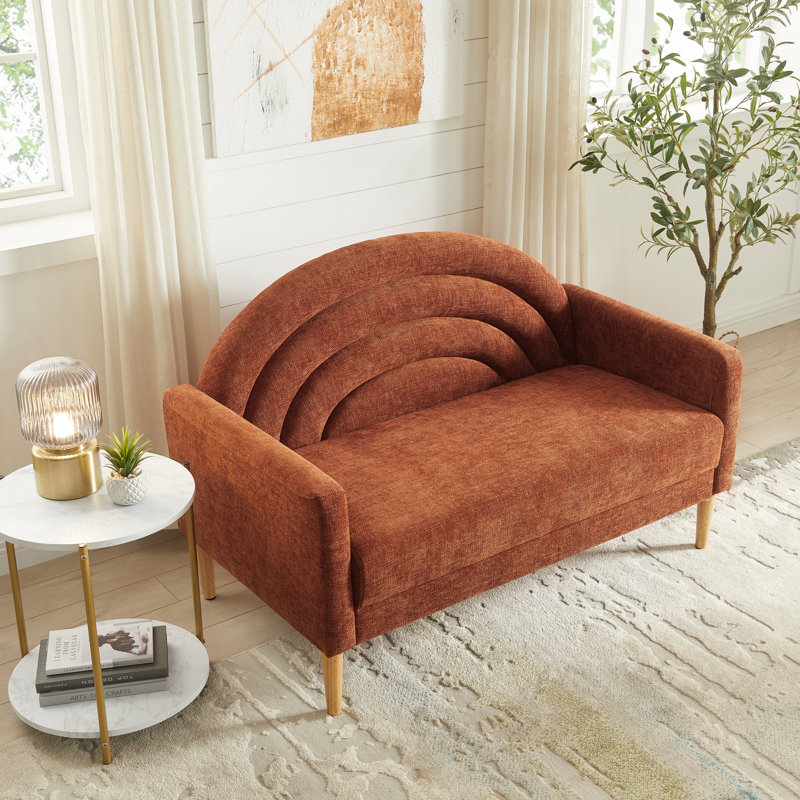 3 Seater Loveseat, Ocher Polyester, 80cm H x 126cm W x 78cm D