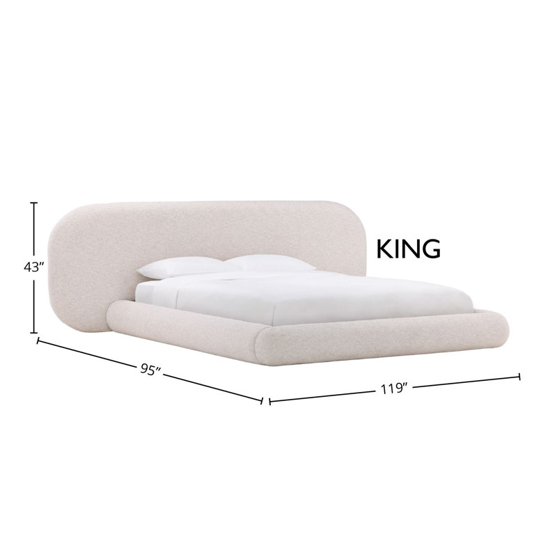 Ringo Upholstered Platform Bed, Kaia Snow, Queen, King
