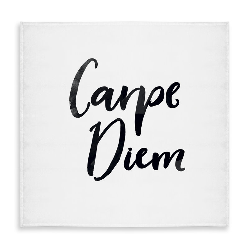 Carpe Diem White Tablecloth - Inspiring Home Decor Piece, White/Black