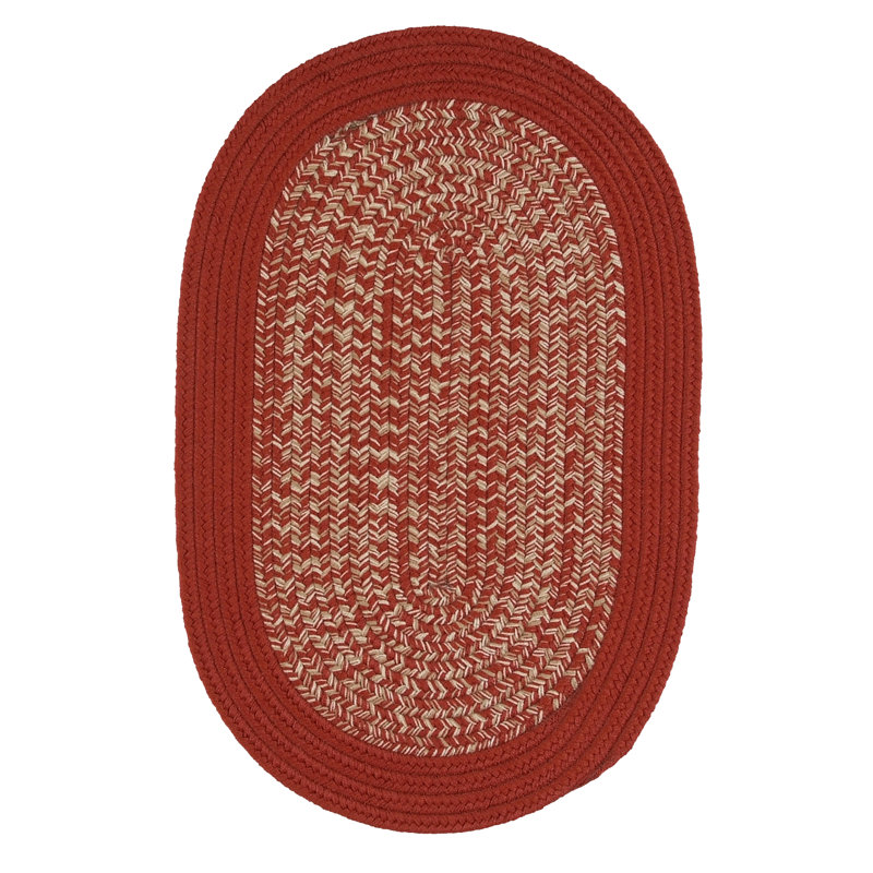 Tapis rouge tressé Nouray, Ovale 7 pi x 9 pi