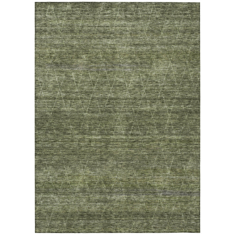 Machine Washable Indoor/Outdoor Chantille ACN1165 Olive