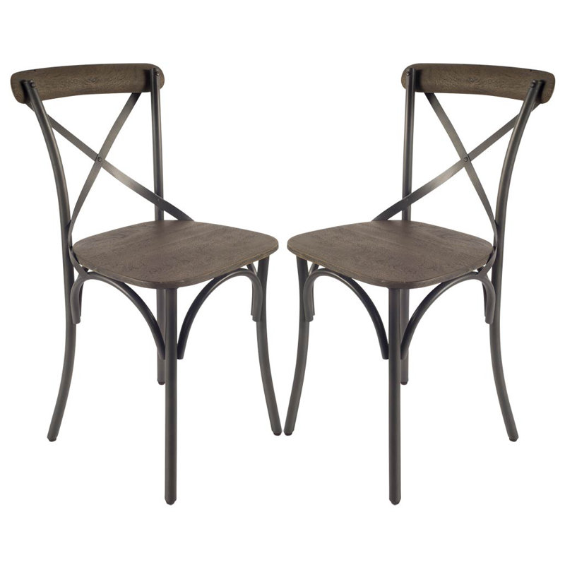 Tacony Solid Wood Cross back Side chair, Brown