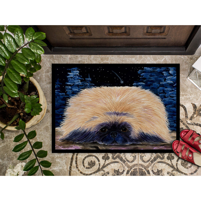 Paillasson d’intérieur anti-dérapant de Pekingese de Bernardino, Rectangle 2 pi x 3 pi