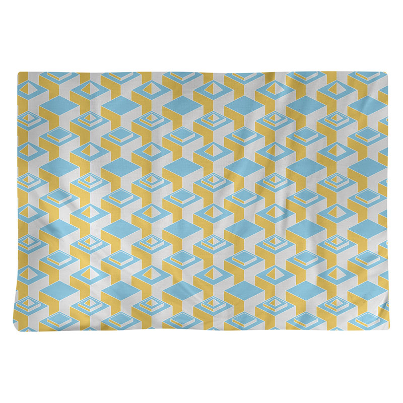 Napperon classique en coton 18 po Skyscraper, Jaune / bleu sarcelle, polyester
