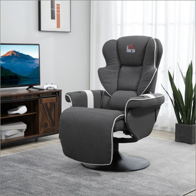 Fauteuils inclinables et inclinables manuels avec repose-pieds 2 porte-gobelets pour le salon | Noir | Tissu en lin