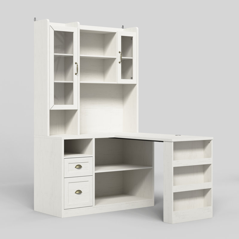 Bureau double caisson de 57 po avec huche 78,3 po
