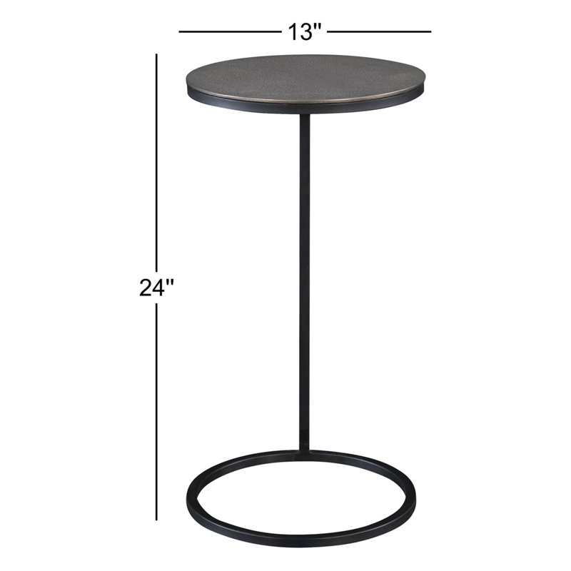 Addie End Table, Antique Nickel Top/Black Base