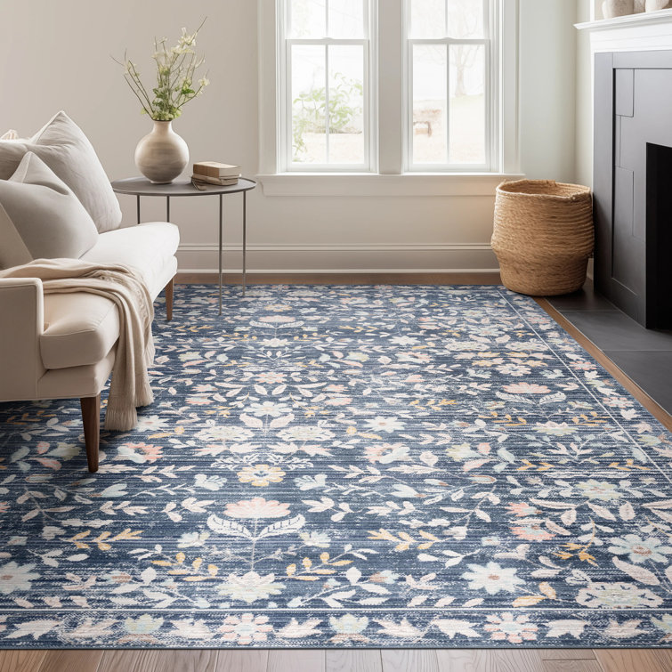 Helen Traditional Oriental Navy Polyester Rectangle Area Rug