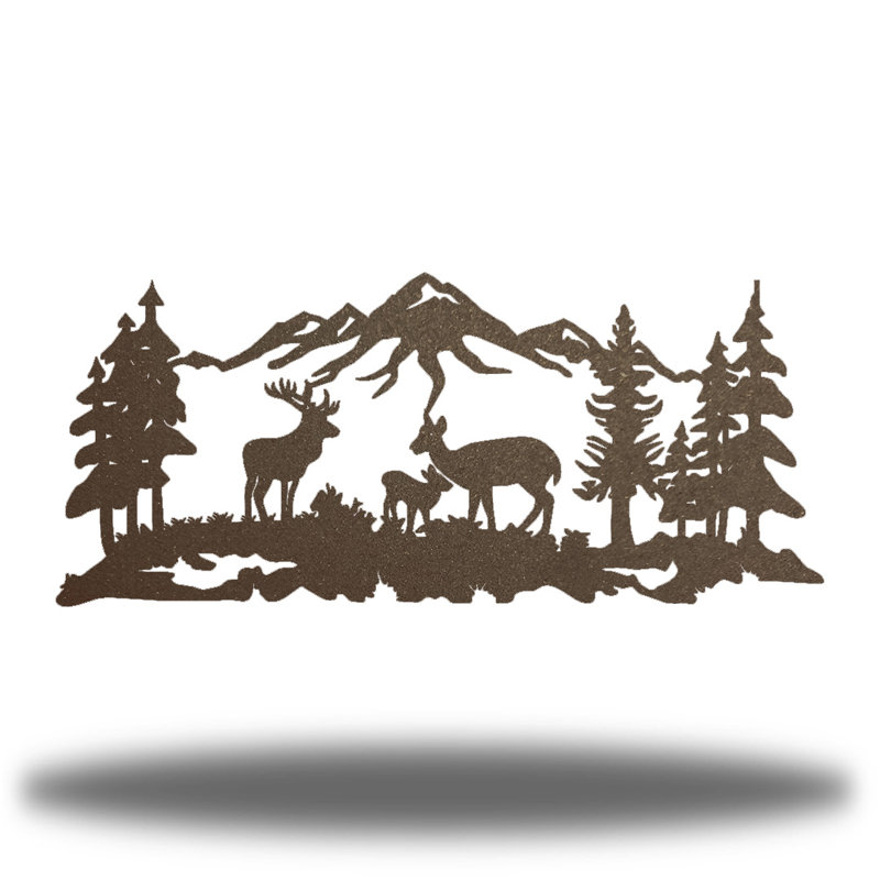 Décoration murale cerf en métal, Rouille, H 10,25 po x l 24 po x P 0,06 po