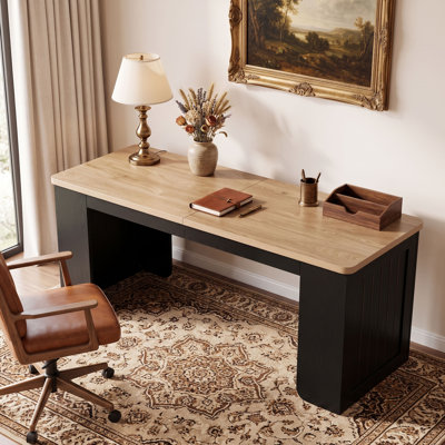 78.74" Two-Tone Computer Desk with Storage