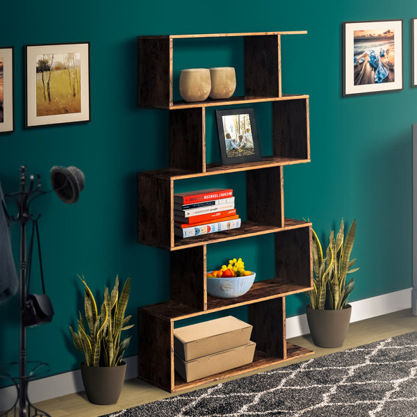 Foundry Select Wooden Zig Zag Standard Bookcase | Wayfair